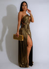 The Nocturnal Elegance Maxi Dress Gold, a show-stopping gown with a dazzling metallic finish, exquisite craftsmanship, and a timeless, sophisticated style for a memorable night out