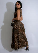 Beautiful and chic brown maxi dress with sculpted detailing and a dreamy silhouette