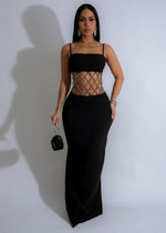 Radiant Web Rhinestones Maxi Dress Black with shimmering rhinestones and elegant design