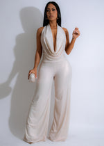 Elegant and flowy Elysian Draped Ruched Pant Set in nude color