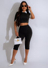 Stylish and sleek black monochrome chic capri set for women 