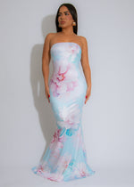 Blossom Serenity Floral Maxi Dress Blue