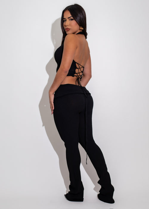 Stylish and versatile Oasis Lounge Ribbed Pant Set Black* for everyday wear