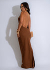 Sundown Slip Linen Maxi Dress Brown, a comfortable and elegant summer attire