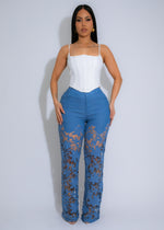 Femme Luxe Lace Pant Set Blue