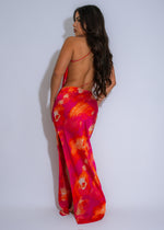 Sunset Glow Satin Maxi Dress Orange