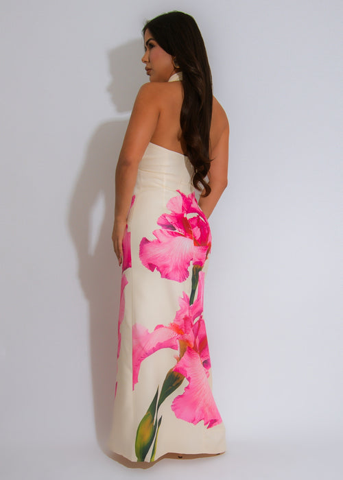 Botanical Muse Floral Maxi Dress Nude