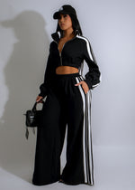 Black Urban Pulse Stripes Pant Set with comfortable and stylish design