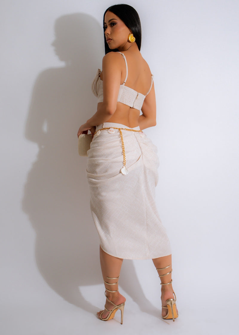 Elegant and versatile Golden Gala Skirt Set Nude for special occasions