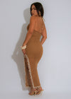 Santorini Sands Crochet Midi Dress Brown