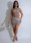 Golden Mirage Mesh Rhinestones Mini Dress Silver, a stunning and shimmery attire for a glamorous night out