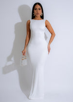 Serene Silhouette Ruched Maxi Dress White, front view with elegant ruching and flowing silhouette