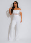 Rosette Lace Dream Floral Jumpsuit White