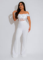 Rosette Lace Dream Floral Jumpsuit White