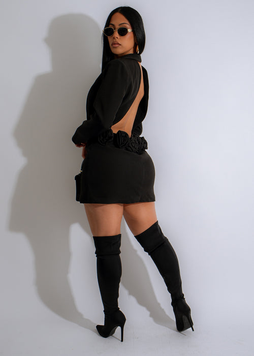 Sophisticated Allure Mini Dress in Black with elegant lace details