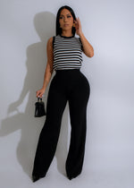 Stylish black knit pant set with unique design and comfortable fit