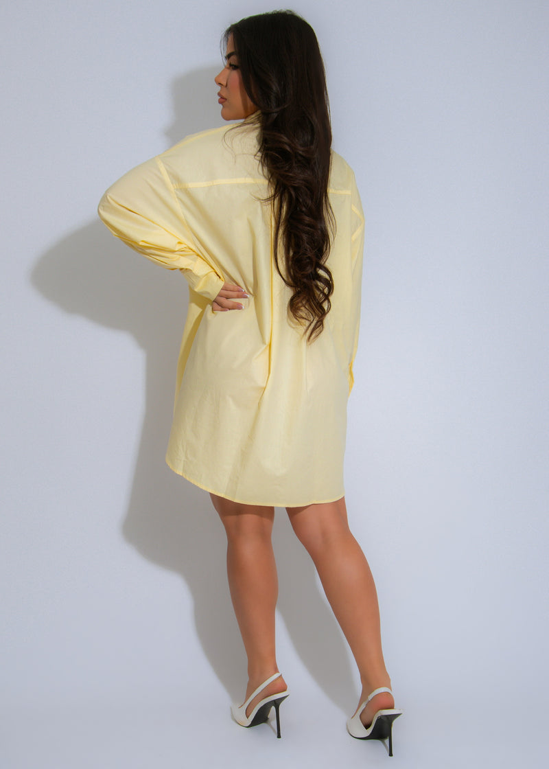 Effortless Chic Shirt Mini Dress Yellow