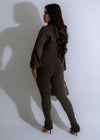 Long-sleeved ribbed jumpsuit in brown, perfect for a stylish street look