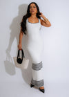 Wavy Knit Maxi Dress White in a soft and comfortable fabric, perfect for summer beach days