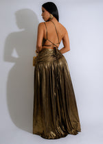 Glamorous Nocturnal Elegance Maxi Dress Gold, featuring a luxurious gold hue, intricate detailing, and a flattering silhouette, ideal for making a statement at any evening affair