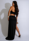 Black Sahara Moonlight Maxi Dress featuring a flowing skirt and romantic off-the-shoulder neckline