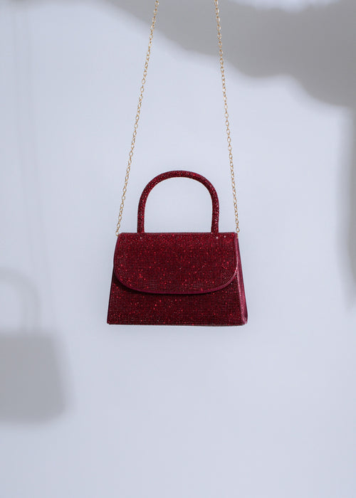  Stylish red handbag featuring Sparkle Allure rhinestones, perfect for adding glamour to any outfit