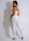  Stylish and comfortable ribbed pant set in white, perfect for lounging or casual wear