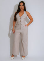 Uptown Poise Stripes Linen Jumpsuit Nude