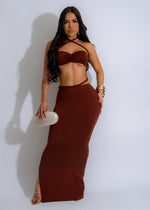 Exclusive Braided Skirt Set Brown 