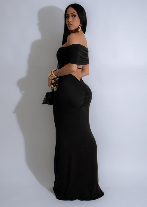 Eclipse Allure Ruched Maxi Dress Black