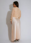 Ivory Serenity Satin Crochet Maxi Dress Nude