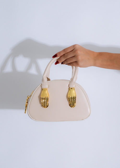 Stylish Ethereal Grip Handbag Nude, a sleek and versatile accessory