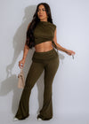 Enchanted Drape Ruched Pant Set Green, featuring flowy draped fabric and ruched detailing, perfect for a bohemian-inspired look 