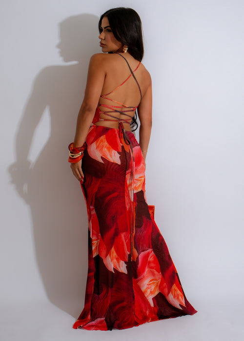  Beautiful woman wearing the Easy Breezy Maxi Dress in bright orange color