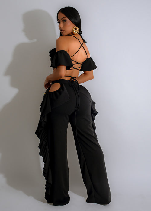 Elegant and versatile pant set in black color for women's wardrobe