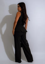  Stylish and chic Strata Stripes Luxe Pant Set in black, featuring a luxurious fabric and modern, sophisticated look