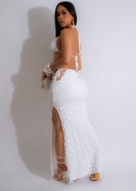 Beautiful white skirt set with a matching top, perfect for bringing joy and happiness to any occasion