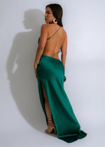 Gorgeous Kelly Green Moonlit Satin Slip Maxi Dress, perfect for formal events and parties