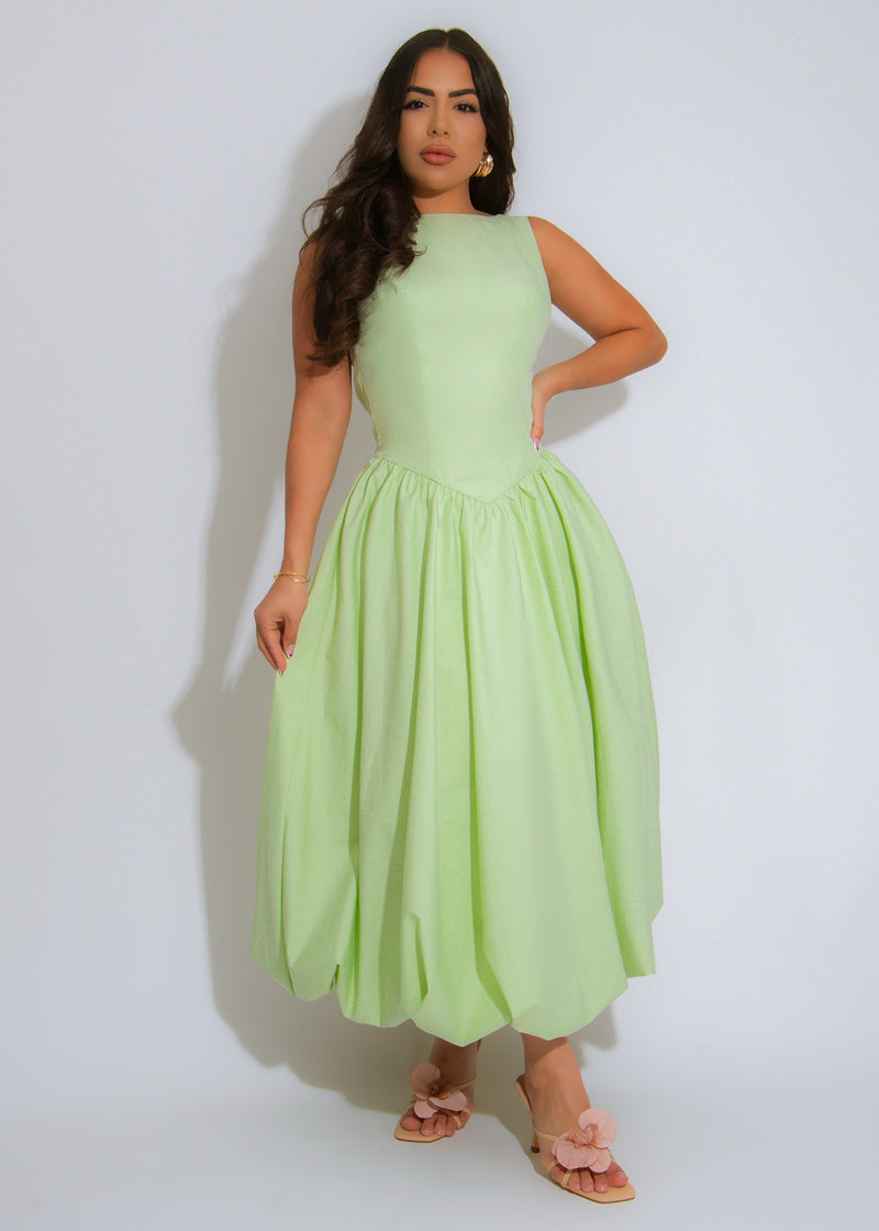 The Whispering Willow Midi Dress Green