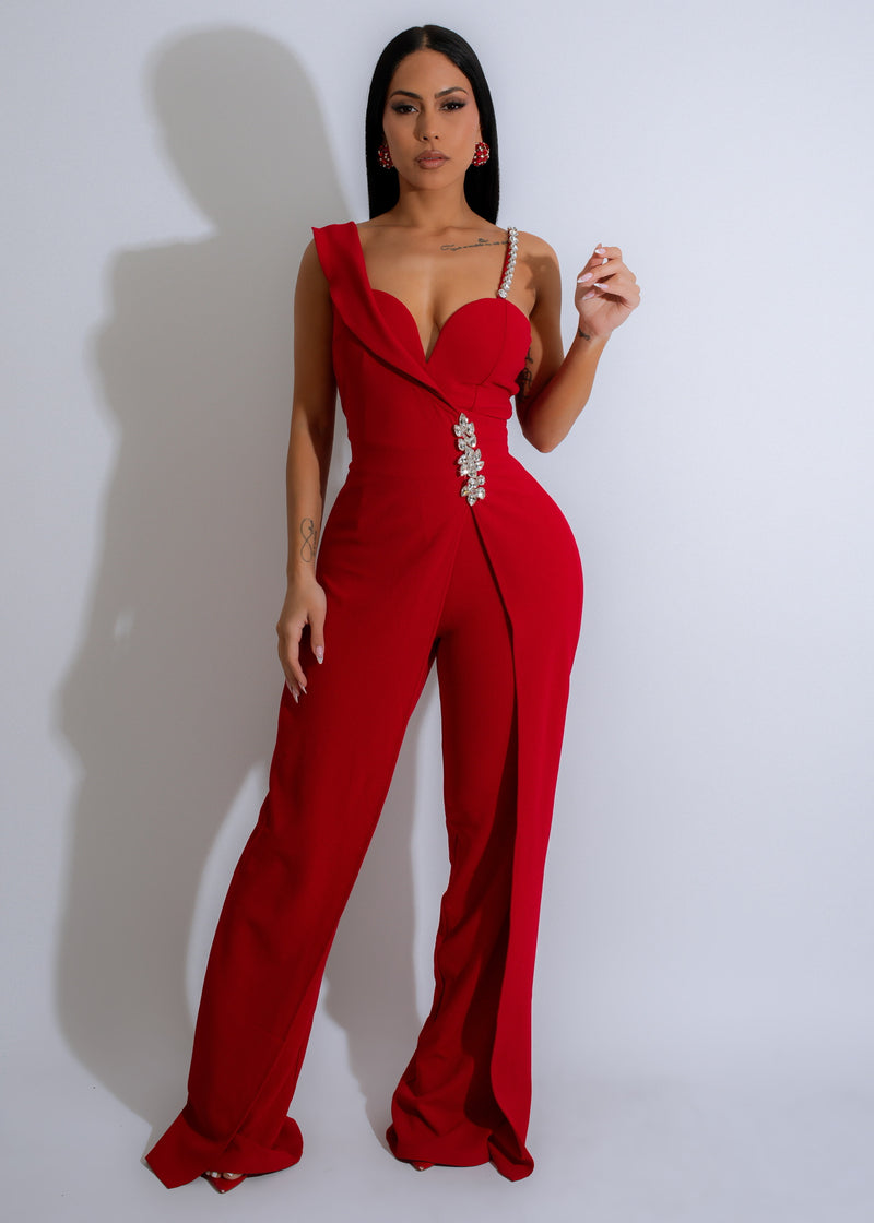 Red rhinestone jumpsuit online