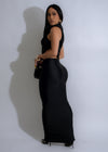  Gorgeous long black dress with flattering ruching and curve-accentuating details