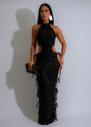 Noir Seduction Sequin Maxi Dress Black - Elegant, long black dress with sequin detailing