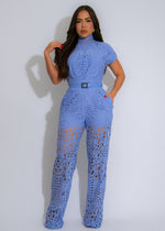 Regal Charm Lace Jumpsuit Blue