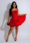 Beautiful and elegant red lace mini dress with a breezy charm