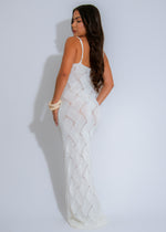 Serene Waves Knit Maxi Dress White