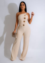 Regal Ascent Jumpsuit Nude in elegant beige with stylish neckline and flattering silhouette