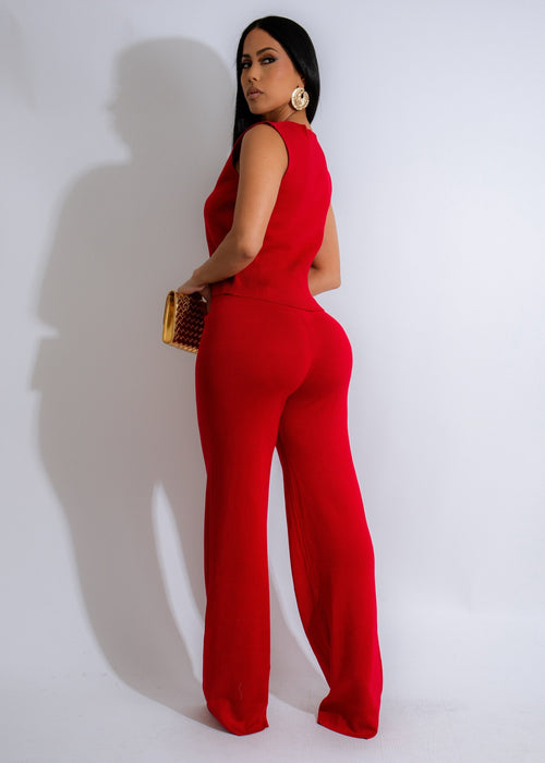 Empyrean Knit Pant Set Red