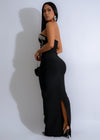 Gorgeous Luminous Waves Rhinestone Maxi Dress Black with flowing skirt and elegant rhinestone embellishments