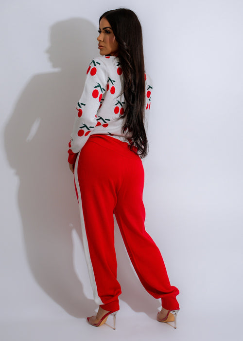 Orchard Bliss Pant Set Red: Comfortable and stylish red pants with matching top