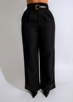 Sculpted Silhouette Cuffed Pants Black - Front View with Slim Fit